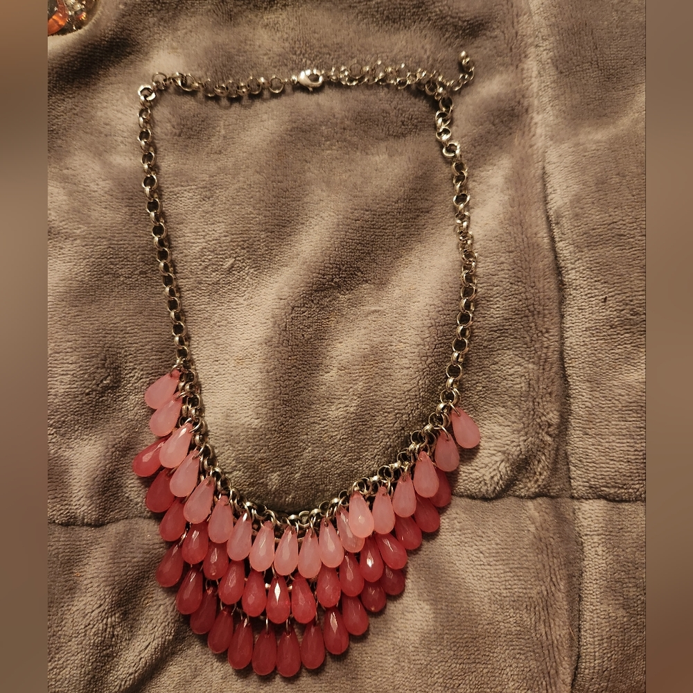 Pink bib necklace